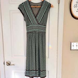 Casule Stretchy Flowy Brown & Teal Dress Size Medium